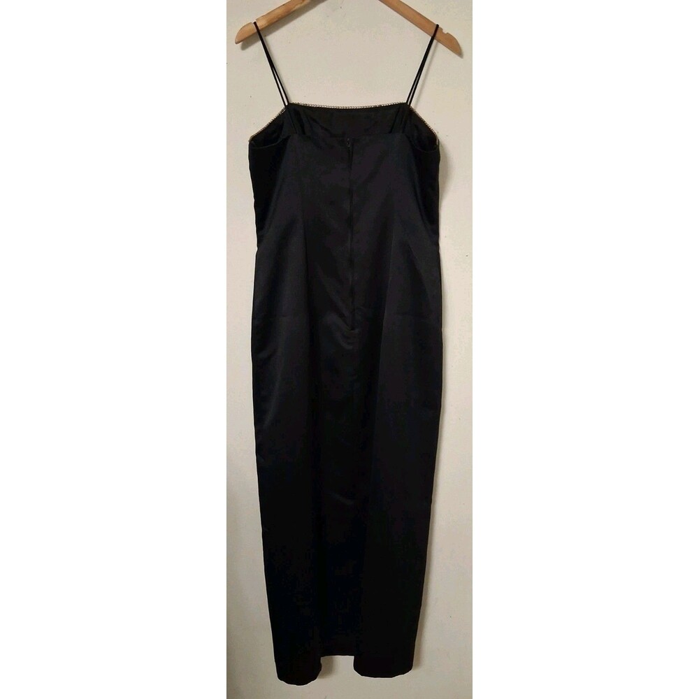 VTG 90s Onyx Nite Sz 14 Womens Black Whimsigoth Formal Maxi Slip Dress Rhineston - Picture 2 of 9
